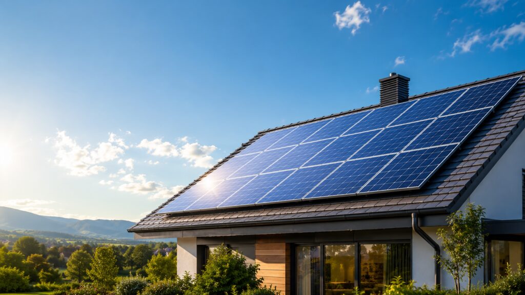 Solar panels on roof