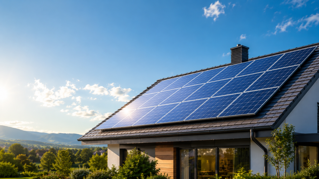 Solar panels on roof